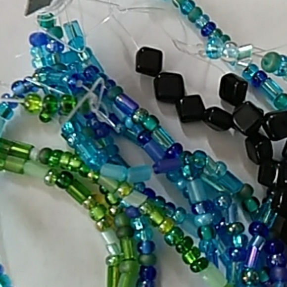 BLUE Green Black Beads Glass 7"strands - Picture 2 of 6